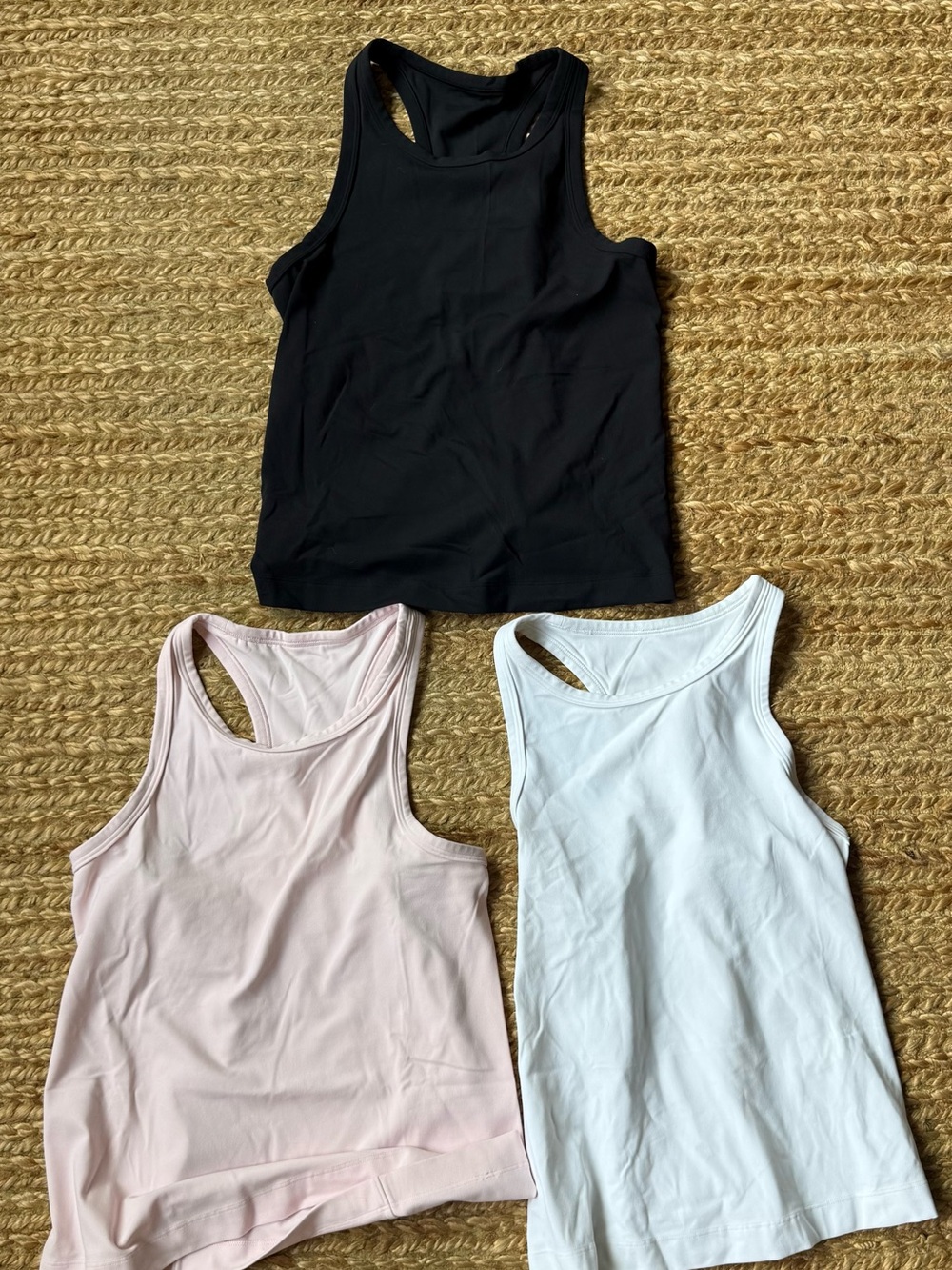 lululemon athletica Racerback Tank Trio — Black, Light Pink & White